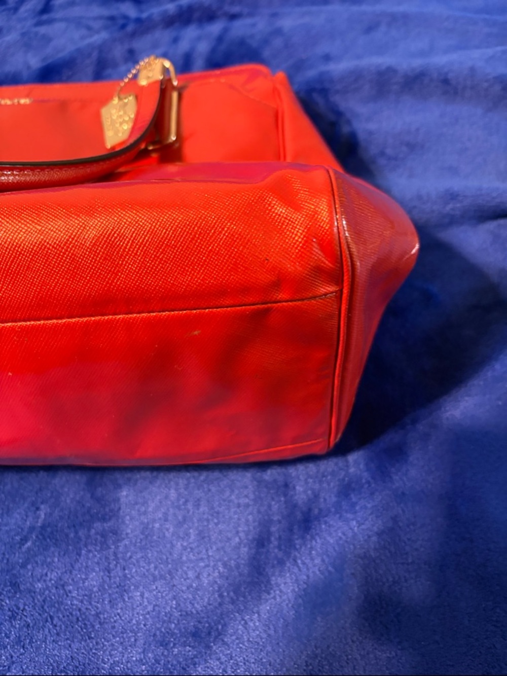 Coach Red Leather Shoulder Bag with Gold-Tone Hardware good condition - Picture 9 of 14